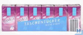 Taschentücher akito (Violan) 4lg., 21x21cm, 18x10St/Pack, 100% Zellstoff, (16P/Kt)