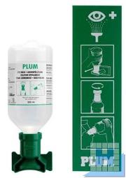 Plum-Augenspülstation mit 500 ml steriler Natriumchloridlösung (0,9%), Wandhalterung
